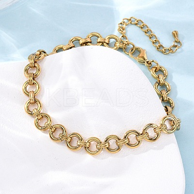 304 Stainless Steel Ring Link Chain Anklets AJEW-A057-11G-1
