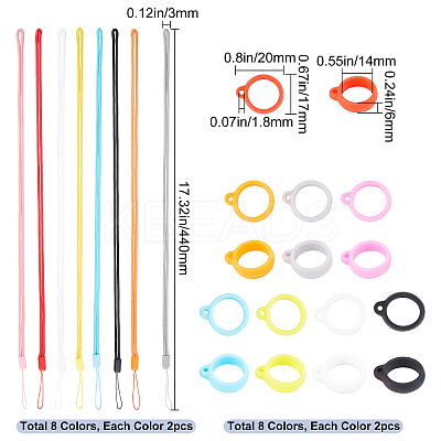 16 Sets 8 Colors Portable Electronic Cigarette Anti-Lost Necklace Lanyard AJEW-GF0006-18-1
