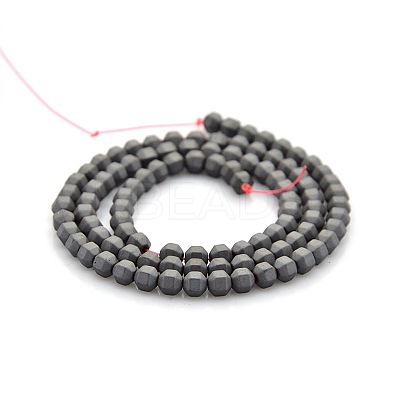 Frosted Electroplate Non-magnetic Synthetic Hematite Faceted Round Beads Strands G-P061-36-1