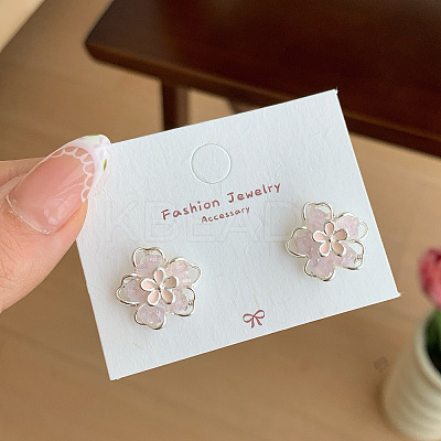 Flower Alloy Enamel Stud Earrings FS-WG68660-05-1