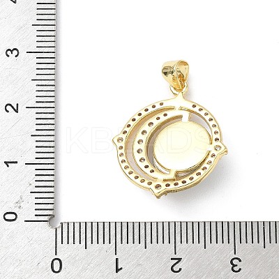 Brass Micro Pave Clear Cubic Zirconia with Resin Pendants KK-L239-048G-02-1