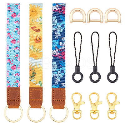 Printed Polyester Ribbon Wristlet Keychain KEYC-BC0001-03A-1