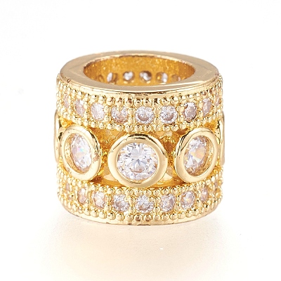 Brass Micro Pave Cubic Zirconia Beads X-ZIRC-J018-13G-1