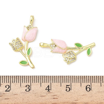 Brass Micro Pave Cubic Zirconia with Enamel Pendants KK-Z134-05G-02-1
