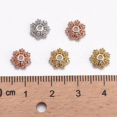 CZ Brass Micro Pave Cubic Zirconia Flower Bead Caps ZIRC-L003-8mm-01-1