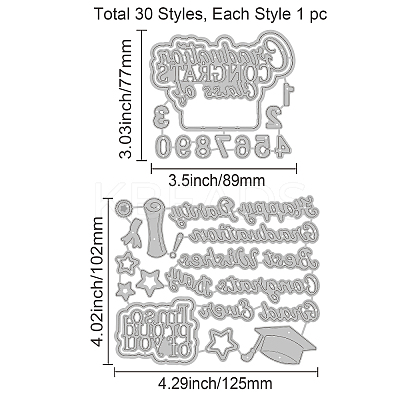 2Pcs 2 Styles Graduation Season Theme Carbon Steel Cutting Dies Stencils DIY-WH0309-876-1
