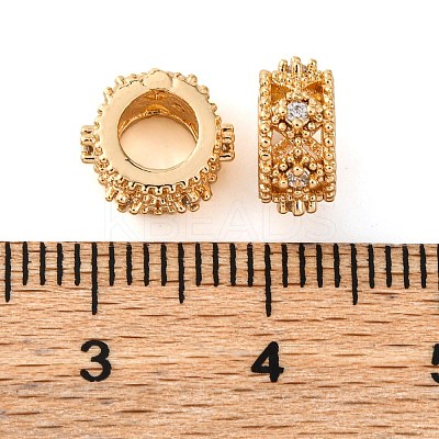 Brass Micro Pave Cubic Zirconia European Beads KK-K378-39G-1