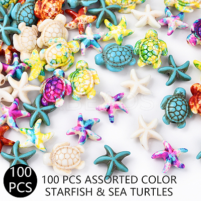 100Pcs 10 Colors Synthetic Turquoise Beads G-YW0002-01A-1