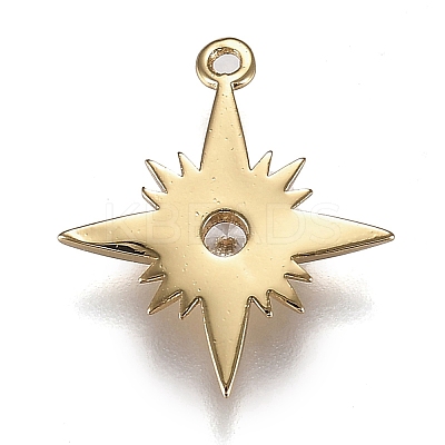 Eco-Friendly Brass Micro Pave Clear Cubic Zirconia Pendants ZIRC-H106-02G-1