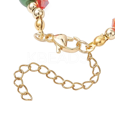 3Pcs 3 Colors Christmas Glass & Baking Paint Pearlized Glass Pearl Round Beaded Bracelets for Women BJEW-JB12441-1