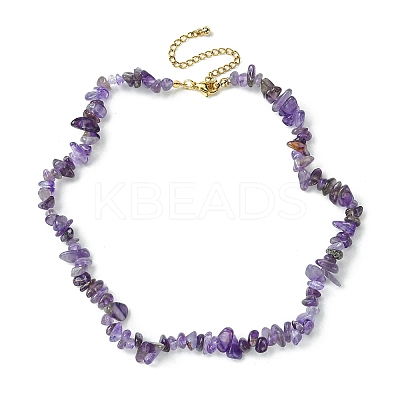 Natural Amethyst Chips Beaded Necklace NJEW-FZ00004-09-1