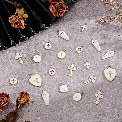 36Pcs 6 Styles Alloy & Brass Enamel Pendants FIND-AR0004-72-1