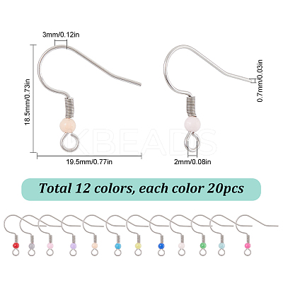 240Pcs 12 Color 304 Stainless Steel Earring Hooks STAS-SC0006-45-1