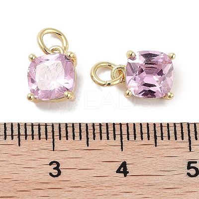 Brass Micro Pave Cubic Zirconia Charms KK-C051-15G-02-1