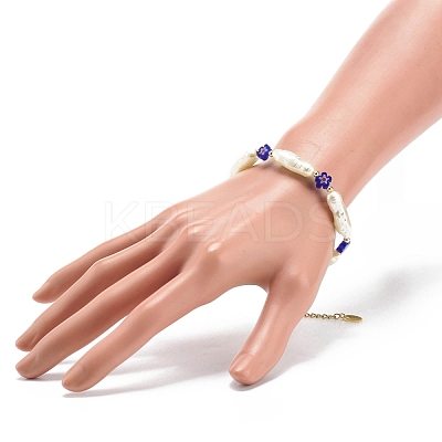 ABS Imitation Pearl & Millefiori Glass Beaded Necklace Bracelet SJEW-JS01241-1