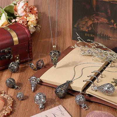 10Pcs 10 Styles Brass Cage Pendants KK-SC0004-27-1