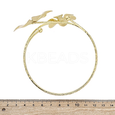 Flower Alloy Arm Cuff Bangles for Girl Women AJEW-A063-01A-G-1