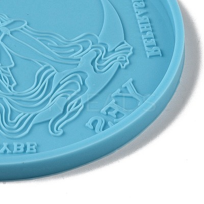 Tarot Theme DIY Flat Round Divination Coaster Food Grade Silicone Molds DIY-G083-02C-1