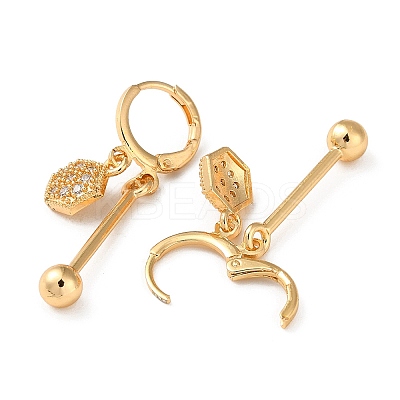 Rhinestone Hexagon Leverback Earrings EJEW-K256-37KCG-1
