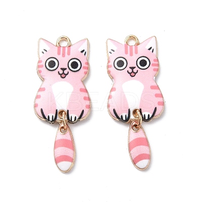 Light Gold Rack Plating Alloy Enamel Pendants ENAM-G210-01LG-05-1
