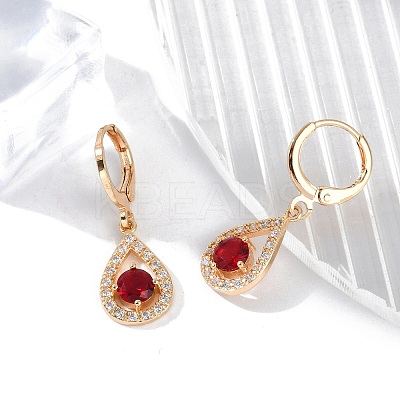 Brass Micro Pave Cubic Zirconia Leverback Earrings EJEW-K300-04G-1