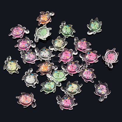 30Pcs Transparent Acrylic and Glitter Powder Pendants TACR-TA0001-91-1