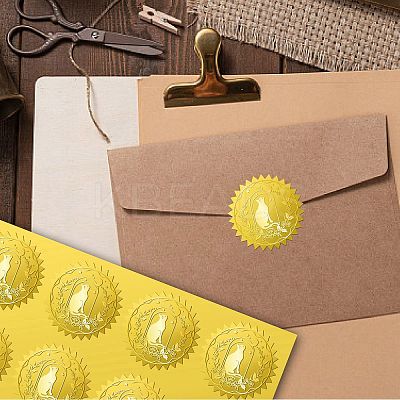 34 Sheets Self Adhesive Gold Foil Embossed Stickers DIY-WH0509-063-1