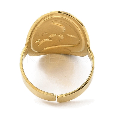 Oval & Moon 304 Stainless Steel Enamel Open Cuff Rings for Women RJEW-F166-29G-02-1