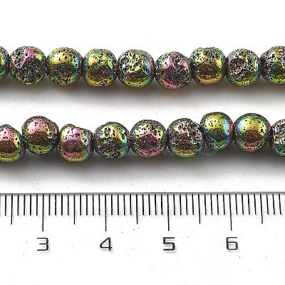 Electroplated Natural Lava Rock Beads Strands G-A251-B01-01H-1