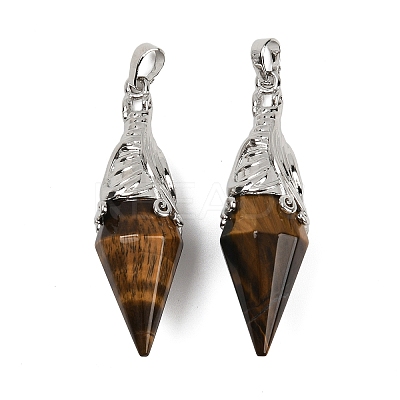 Natural Tiger Eye Faceted Bicone Big Pendants G-Z101-03P-06-1