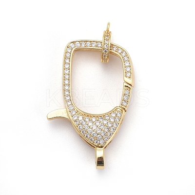 Brass Micro Pave Cubic Zirconia Lobster Claw Clasps ZIRC-F110-02D-G-1