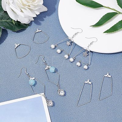 48 Pcs 4 Styles 304 Stainless Steel Pendants STAS-UN0022-08P-1
