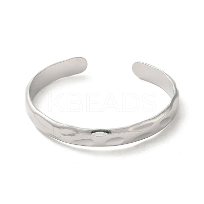 Non-Tarnish 304 Stainless Steel Textured Cuff Bangles BJEW-A003-04P-1
