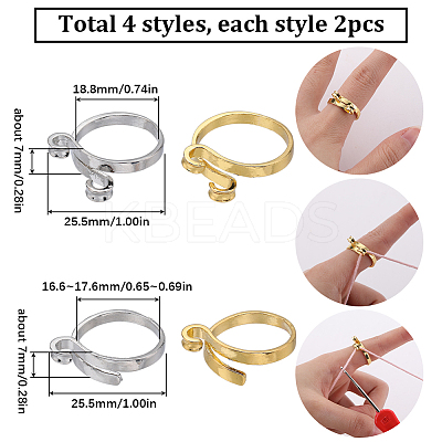 8Pcs 4 Style Alloy Cuff Rings RJEW-SC0001-10-1
