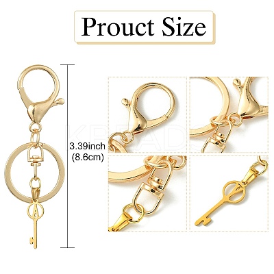 304 Stainless Steel Initial Letter Key Charm Keychains KEYC-YW00004-01-1