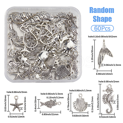 60Pcs Tibetan Style Alloy Pendants FIND-SP0004-07AS-1