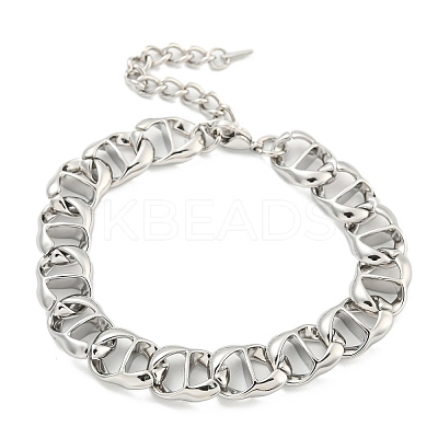 Non-Tarnish 304 Stainless Steel Twisted Chain Bracelets for Women BJEW-A017-02P-1