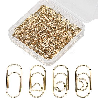 100Pcs 4 Styles Carbon Steel Paper Clips FIND-CP0001-48-1