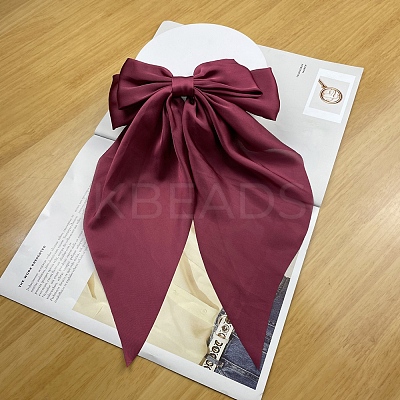 Solid Color Long Bowknot Satin Hair Barrettes PW-WGAD6A6-13-1