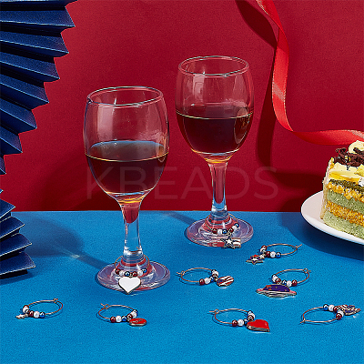 24Pcs 24 Style Independence Day Theme Alloy Enamel Wine Glass Charms AJEW-BC0003-94-1