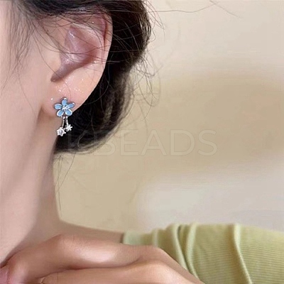 Alloy Enamel Flower Stud Earrings WG2E25F-01-1