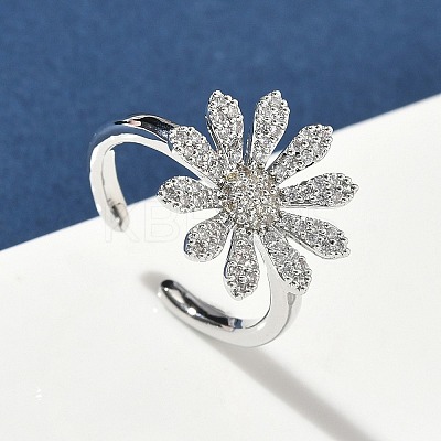 Brass Micro Pave Cubic Zirconia Cuff Open Rings RJEW-H256-06P-1