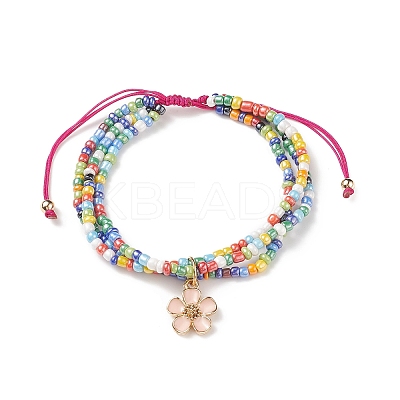 Adjustable Glass Bead Braided Beaded Bracelet BJEW-JB08951-1
