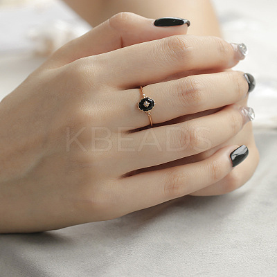 925 Sterling Silver & Clear Cubic Zirconia & Natural Agate Finger Rings FS-WG1BD13-03-1