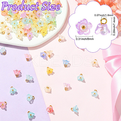 100Pcs Transparent Acrylic Flower Charms PALLOY-CJ00183-1