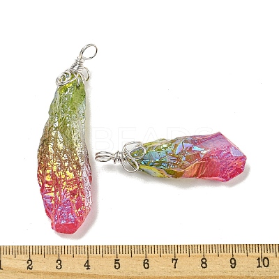 Electroplated Raw Rough Natural Quartz Crystal Big Pendants G-A229-02P-02-1
