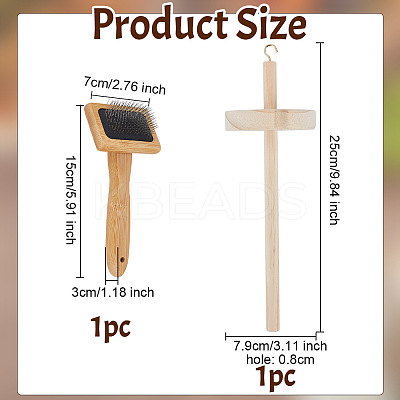 1Pc Wooden Handle with Metal Pin Macrame Fringe Comb TOOL-OC0001-88-1