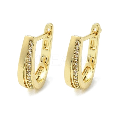 U-Shaped Brass Micro Pave Clear Cubic Zirconia Hoop Earrings EJEW-D311-024G-1
