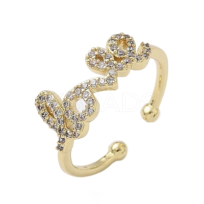 Brass Micro Pave Cubic Zirconia Cuff Rings RJEW-H256-03G-1