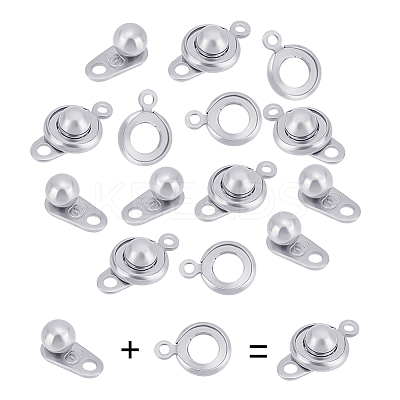 50 Sets 201 Stainless Steel Snap Clasps STAS-UN0045-18-1